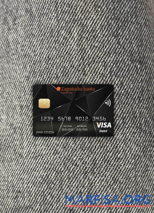 Printable Croatia Zagrebacka bank visa card photolook front sample